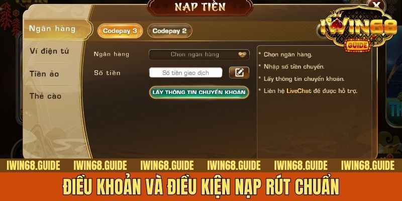 Điều khoản và điều kiện nạp rút chuẩn