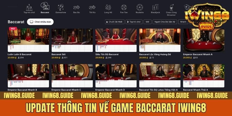 Update thông tin về game Baccarat tại cổng game iwin68